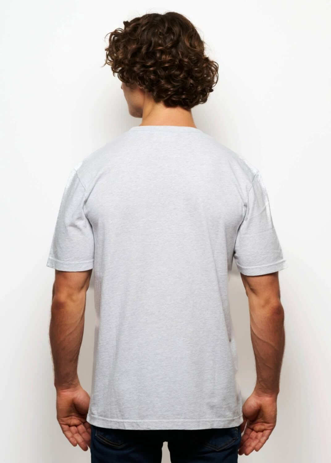 Tshirt brodé gris clair pour homme avec broderie hibou, photo de dos