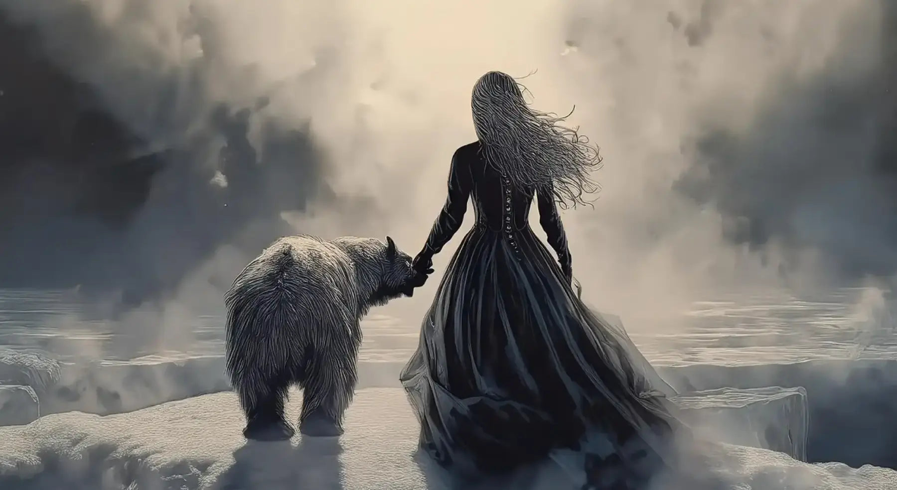 Illustration ours polaire banquise princesse