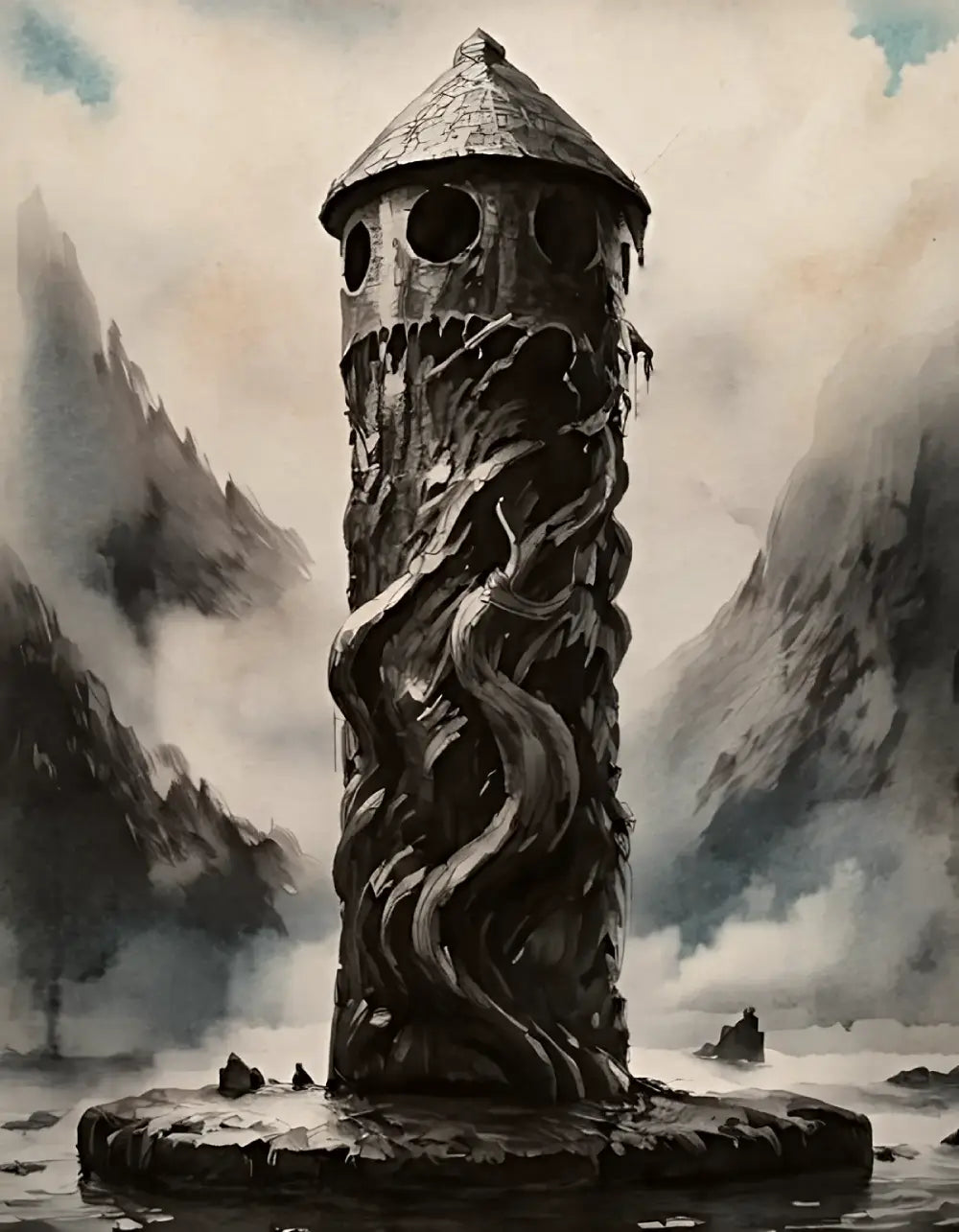 Illustration tour sombre fantasy
